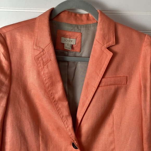 J.Crew Women's Orange Schoolboy Front Two Button size 6 100% Linen - Picture 4 of 12